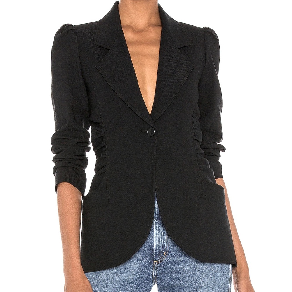 NWT Smythe Ruched Blazer Black STUNNING